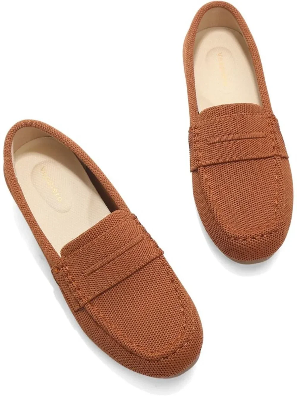 Women's Brown Mesh Comfortable Slip on Dressy Casual Walking Loafer Flat Shoes